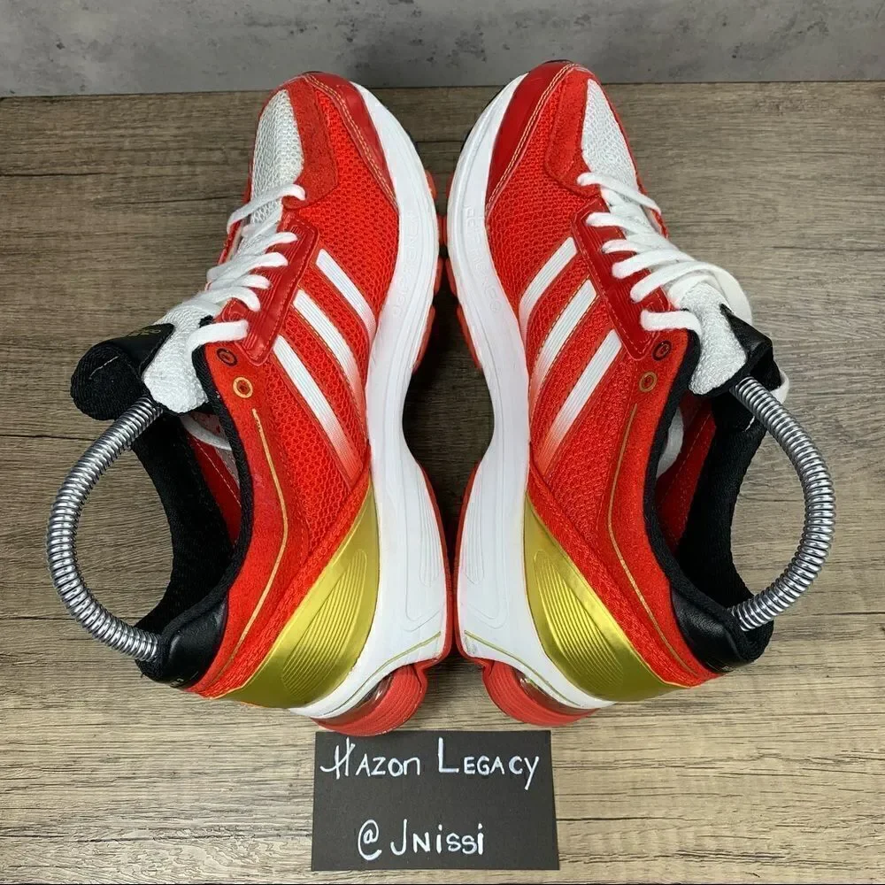 Adidas~Adizero Boston 3~Red/White/Gold~Mens~Running‎ shoes~Size 8.5